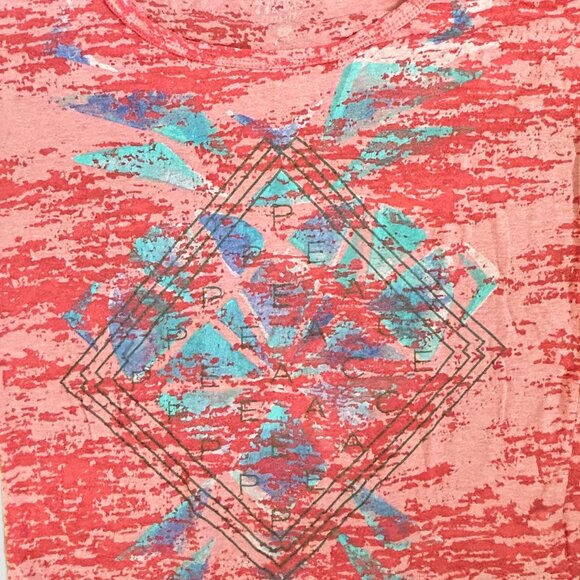 77KIDS GIRLS ORANGE PEACE T-SHIRT W/GEOMETRIC GRAPHIC IN FRONT SIZE SMALL - Picture 8 of 9